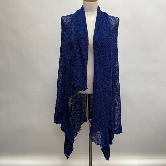 O C Salinas, Ca Women's Cardigan Poncho Sweater Small Medium Large XL Blue Black - Picture 1 of 9